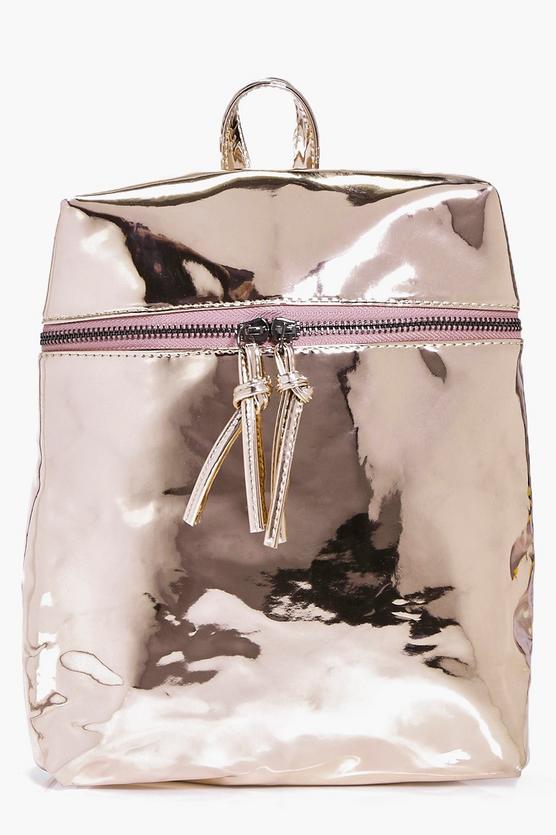 Charlotte Zip Shine Metallic Backpack